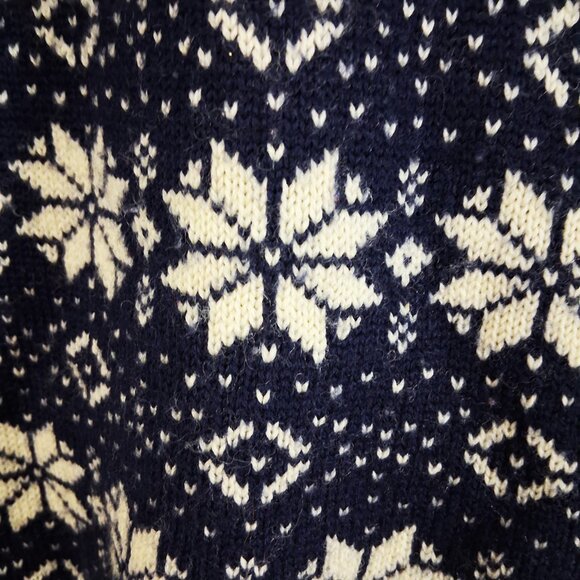 Not Ugly Christmas Sweater DEAN'S OF SCOTLAND Wool Mock Turtleneck Navy Large - Picture 6 of 9